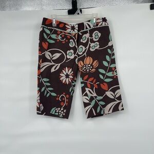Emphasis NWT linen blend brown floral Bermuda shorts